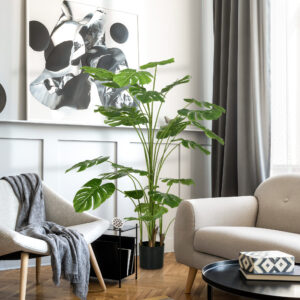 180 cm kunstig plante med krukke, kunstig mos, indendørs plante til stue, realistisk look, grøn
