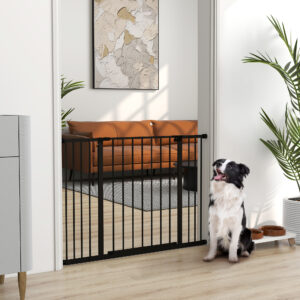 Udvidelig Hundegitter, Klemmemontering, Stål, 76-107 x 76 cm, Sort