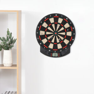 Elektronisk Dartskive Automatisk Scoring Dartskive Dartsæt med 6 Dart 30 Darthoveder 26 Spil og 185 Træfmuligheder til 8 Spillere Lydeffekter Sort 44 x 39,5 x 2,2 cm