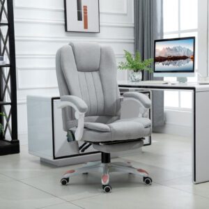 Massagestol, Kontorstol, Gamingstol, Polyester, Skum, Nylon, Grå, 66 x 63 x 107-115 cm