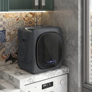 Mini tørretumbler med 6 programmer LED-berøringsskærm, 4 kg op til 60°C, 800W fritstående vægmonteret udluftet tørretumbler med overophedningsbeskyttelse, grå