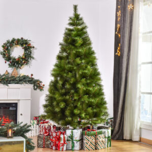 Kunstigt Juletræ 2,1 m Juletræ Grantræ 505 Grene Tætte Kviste Nem Montering Autentisk Juletræ med Metalfod PET Metal Grøn Ø90 x 210 cm