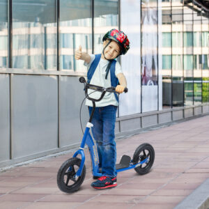 Børneløbehjul med bagbremse Løbehjul 12 tommer Løbehjul Løbehjul City Scooter til børn Kickboard Højdejusterbart Stål EVA Blå 120 x 52 x 80-88 cm