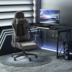 Ergonomisk kontorstol gamingstol drejestol lavet af kunstlæder og skum sort 67,5x74x126-136cm til komfortabelt arbejde og gaming