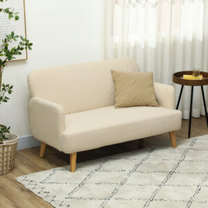 To-personers sofa, kompakt, hudvenligt betræk, op til 240 kg, 130x74x79 cm, cremehvid