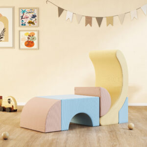 Sæt med 5 skumklatreblokke, fløjlsbøjlebetræk, letvægts, til bygning, kravling, klatring, farverig