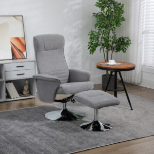 Lænestol med fodskammel, drejelig, lænestol med ryglæn, op til 150 kg, 69 x 71 x 104 cm, grå