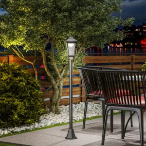 Solcelledrevet havelanterne 127 cm havelampe med koldt hvidt LED-lys, lyssensor IP44 vandtæt