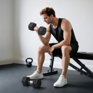 Håndvægte med riflet håndtag, støbejernshåndvægt, 2 x 20 kg til hjemmetræning, fitnesscenter, styrketræning