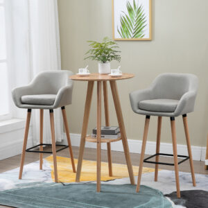 Barstole Køkkensæt med 2, H 65 cm, Barstol med armlæn, Beige