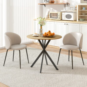 Spisebord, Rundt Køkkenbord til 2 Personer i Industriel Stil med Stålben, Spisebord til Spisestue, Køkken, Eg Ø80 x 75 cm