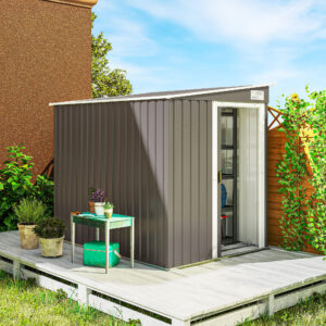 Metalredskabsskur 2,81m² 154x206,5x181 cm redskabsskur med fundament til nedhængt tag