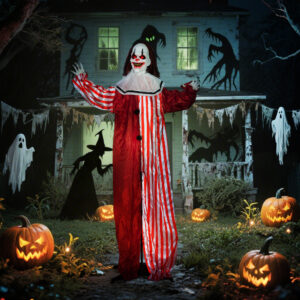 165 cm Halloween-dekoration Halloween-klovn med LED-lys, lydfunktion, kropseffekt