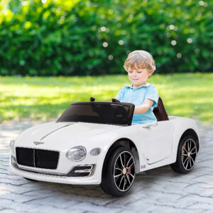 Børneelbil Bentley GT med fjernbetjening, 2 x 390 motorer, hvid, 108 x 60 x 43 cm, til børn