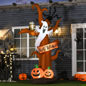 Selvoppustelig Halloween-dekoration med LED-lys, inklusive blæser og monteringsmateriale, 156 cm x 107 cm x 274 cm