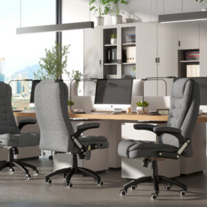Massagestol, chefstol, kontorstol, højdejusterbar, ergonomisk massage, grå, 67 x 74 x 116–126 cm