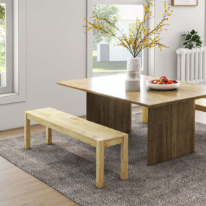 3-personers træbænk spisebordsbænk i landlig stil lavet af fyrretræ, lasteevne op til 330 kg, naturlig, 150 x 33 x 45 cm til køkken og spisestue