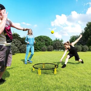 Rundnetsæt Spilsæt med legenet 3 bolde Bæretaske Boldpumpe Spikeballsæt til Have Strandpark Indendørs