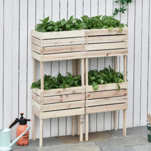Højbed/plantekasse, vejrbestandig, massivt træ, 50 cm x 30 cm x 60 cm, naturlig