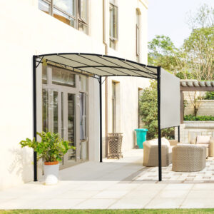 Pavillon med foldbar tagforlænger, vejrbestandig, 3 x 2,5 m, cremehvid