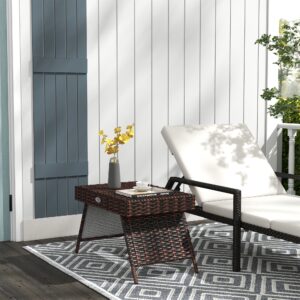 Rattan klapbord, havebord, vejrbestandigt, brunt, 60x41x41cm, ideelt til altan og terrasse