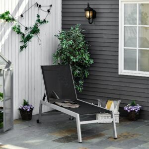 Relaxliege Sonnenliege 5-stufige verstellbare Rückenlehne Aluminium Schwarz 169x65x102cm für Garten & Terrasse