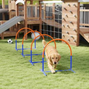 Agility-træningssæt til hunde, 4 dele med bæretaske, blå/orange, 88 x 64 x 95 cm, til effektiv hundetræning og sjov