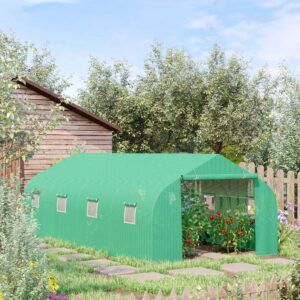 Foliedrivhus, polytunnel, drivhus, kold ramme, plantehus, tomathus, gavltag, 595 × 300W × 200H cm