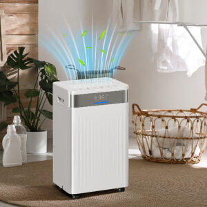 Affugter, 4,5 liters tank, 24-timers timer, LED-display, plastik, hvid