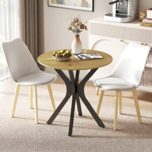 Spisebord Køkkenbord Rundt Bord, Moderne Design, 78 cm x 78 cm x 75 cm, Naturtræ