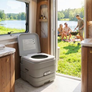 Campingtoilet, Sammenklappeligt Rejsetoilet, Maksimal belastning 200 kg, 10L Sammenklappeligt Toilet, Tørt Toilet til Camping, Vandring, Rejser, Fiskeri, Grå