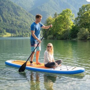 Oppusteligt Stand Up Paddleboard-sæt 305 cm SUP-board med aluminiumspadel, aftagelig finne og fodrem