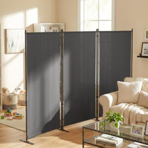 3-panels rumdeler, 260 x 30 cm, fritstående, metalskærm, privatlivsskærm, udendørs rumdeler, mørkegrå