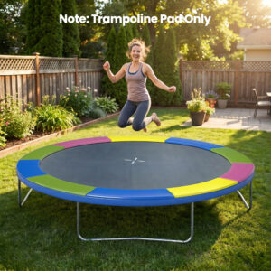 Trampolinkantbetræk Ø305 cm, farverigt, vejrbestandigt og UV-beskyttet, ideelt til haventrampoliner