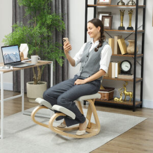 Ergonomisk knælestol, knælestol, sundhedsstol til hjemmet, kontoret, meditation, creme