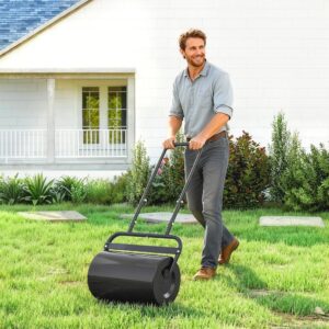 Plænetromle med U-håndtag, 32 cm diameter, 38 l vand eller 62 kg sand, metal, sort, 57 x 32,5 x 107 cm for perfekte græsplæner