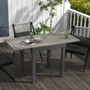 Havebord spisebord til 6 personer, udtrækkeligt terrassebord op til 70 kg, aluminiumsgrå 81/162 x 80 x 75 cm til altan og have