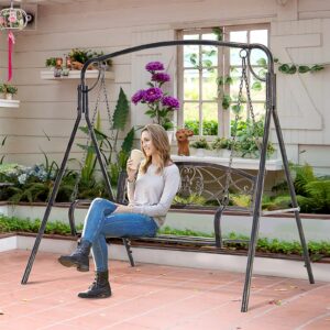 Havegynge til 2 personer, metal verandagynge i bronze, 167 x 123 x 175 cm, ideel til have og terrasse