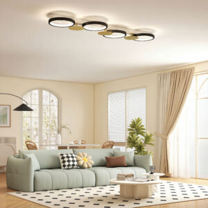 LED Loftlampe 38W 1500LM 3000K-6500K Loftlampe Stuelampe med 4 Pærer Fjernbetjening Sort+Guld