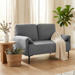 2-personers sofa, tykke hynder, fløjlsbetræk, polstret sofa, sort