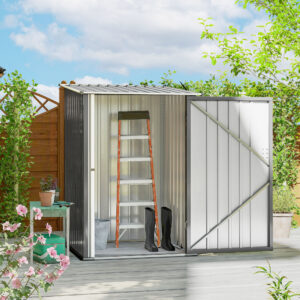 Stålredskabsskur 0,92 m² aflåseligt haveskab med nedhængt tag, 100x103x160cm, grå