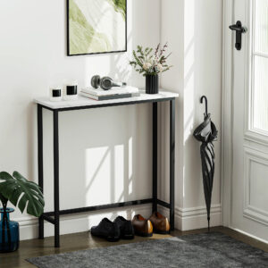 Konsolbord, entrebord med justerbare fodpuder, anti-tip beskyttelse, 75 x 24 x 76 cm, til små rum, sort