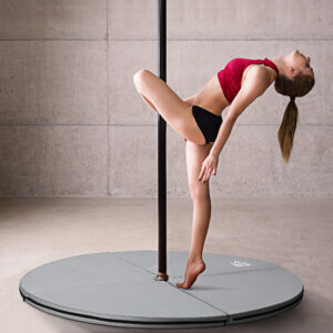 Pole Dance-måtte, 5 cm tyk rund plastikmåtte til pole dance-øvelser, gymnastik, yoga, lysegrå