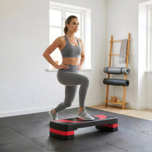 Step Board Aerobic Stepper Højdejusterbar med 3 niveauer (10/15/20 cm) Fitness Motionscykel til Indendørs Udendørs Brug Belastningskapacitet op til 150 kg Rød