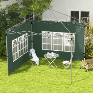 Sæt med 2 sidepaneler til 3x3/3x4 m pavillon, sidevæg med vindue, vandtæt, grøn