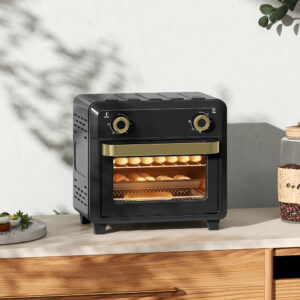 Miniovn med varmluft, airfryer, timer, indvendig belysning, 10L, sort
