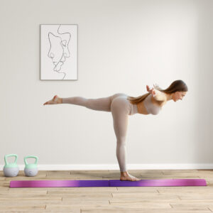 Balancebom 236 cm, foldbar, skridsikker base, fra 3 år, op til 80 kg, violet+pink