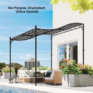 Udskiftningstag til pergola, solsejl til terrassetag, udskiftningstagpresenning til 3 x 3 m pavillon, 298 x 293 cm, mørkegrå
