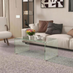 Robust sofabord i glas, design i ét stykke, enkelt og moderne, 80 x 45 x 35 cm, transparent