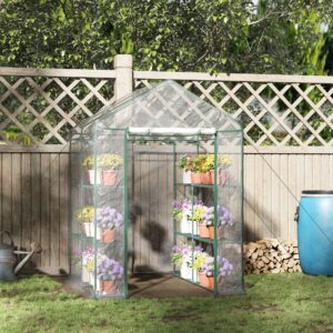 Polytunnel Drivhus Walk-in Haveskur Tomatdrivhus med 6 Hylder, Transparent Stål PVC, til Have
